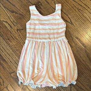 Sweet Honey Toddler Girl Striped Pink and Cream Romper